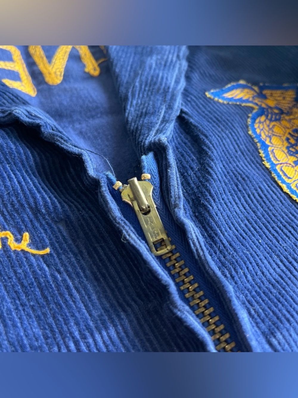 Vintage FFA Blue Corduroy Bomber Jacket 38/M Chainstitch Tennessee Fort Womack - Picture 12 of 15